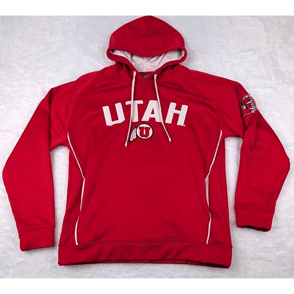 KA Knights Utah Utes Hoodie Men's M Red NCAA Pullover Sweatshirt *Light Stains